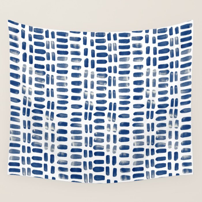 Abstract rectangles - indigo Wall Tapestry