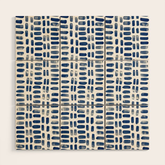 Abstract rectangles - indigo Wood Wall Art Gallery Image 1