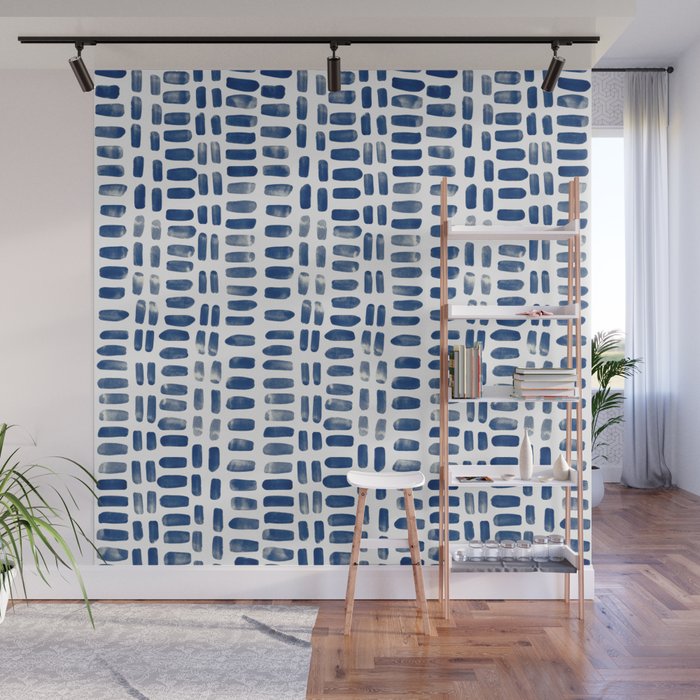 Abstract rectangles - indigo Wall Mural Gallery Image 1