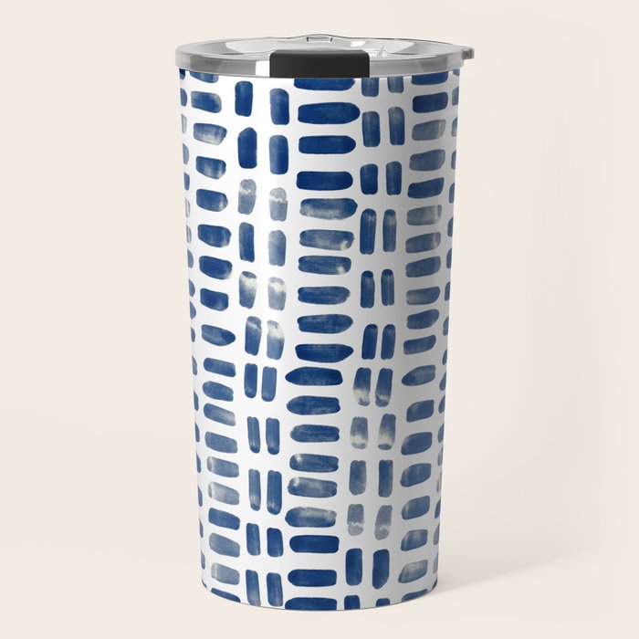 Abstract rectangles - indigo Travel Mug Gallery Image 1