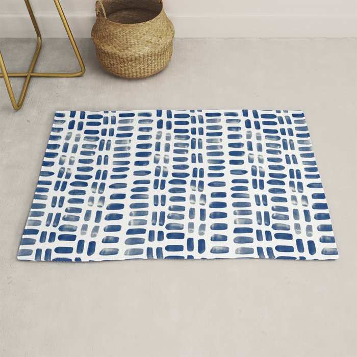 Abstract rectangles - indigo Rug Gallery Image 1