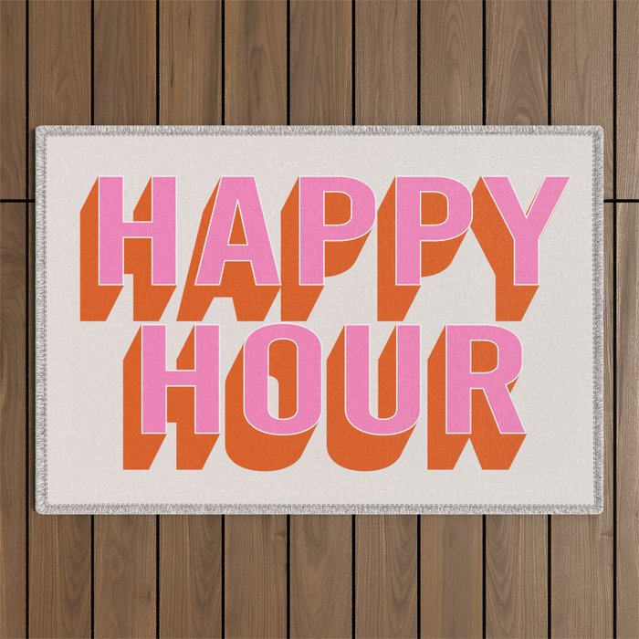 Happy Hour (Pink Orange) Outdoor Rug Gallery Image 1