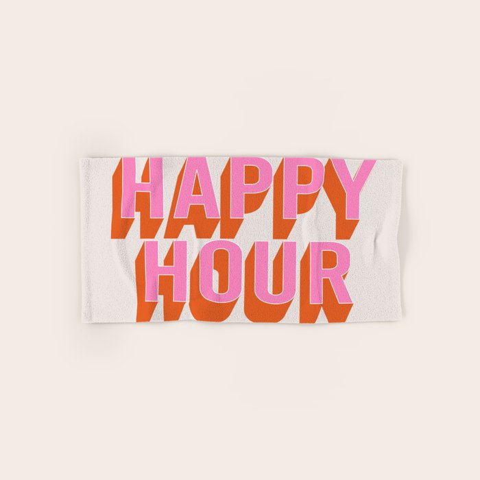 Happy Hour (Pink Orange) Bath Towel Gallery Image 1