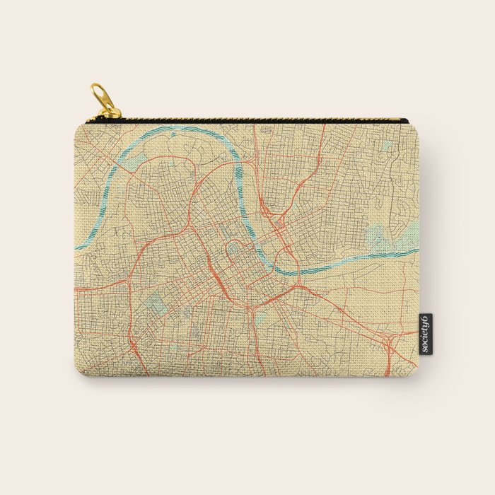 Nashville Map Retro Carry All Pouch Gallery Image 1