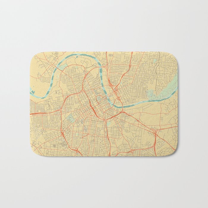 Nashville Map Retro Bath Mat Gallery Image 1