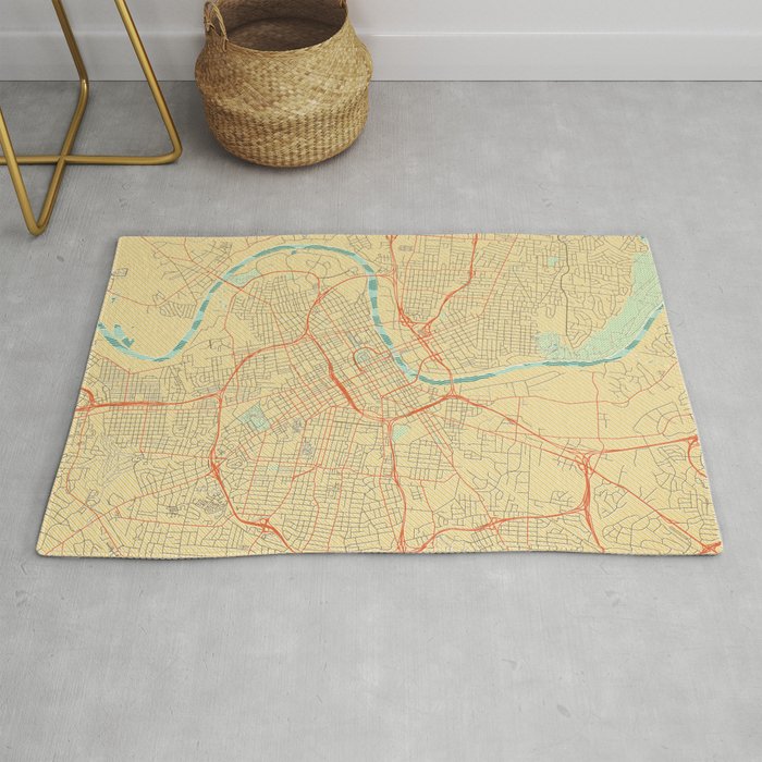Nashville Map Retro Rug Gallery Image 1
