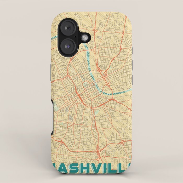 Nashville Map Retro iPhone Case Gallery Image 1