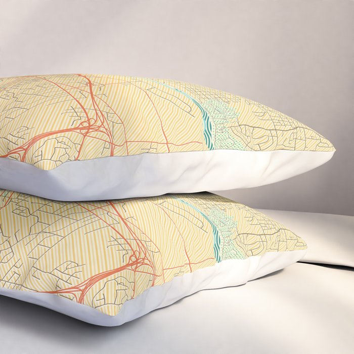 Nashville Map Retro Pillow Sham Gallery Image 3