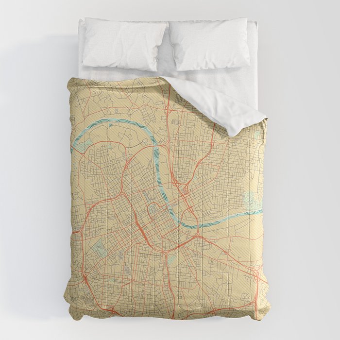 Nashville Map Retro Comforter Gallery Image 6