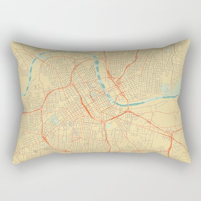 Nashville Map Retro Rectangular Pillow Gallery Image 2