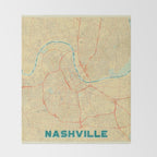 Nashville Map Retro Throw Blanket Gallery Image 2