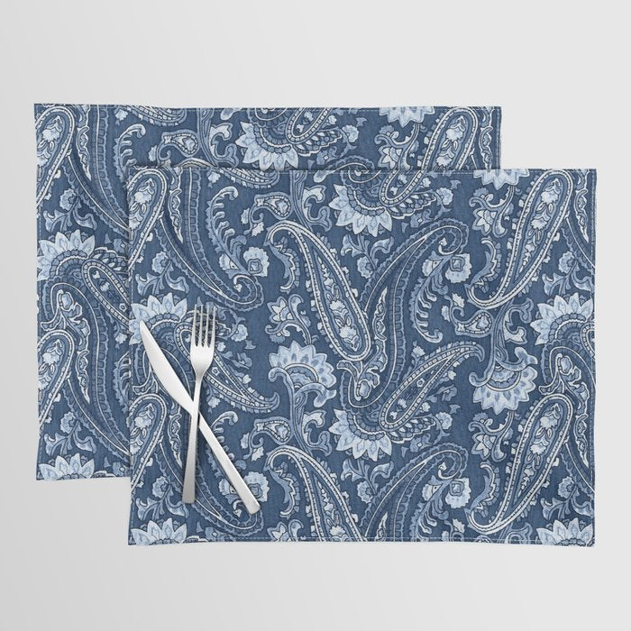 Blue indigo paisley Placemat Gallery Image 1