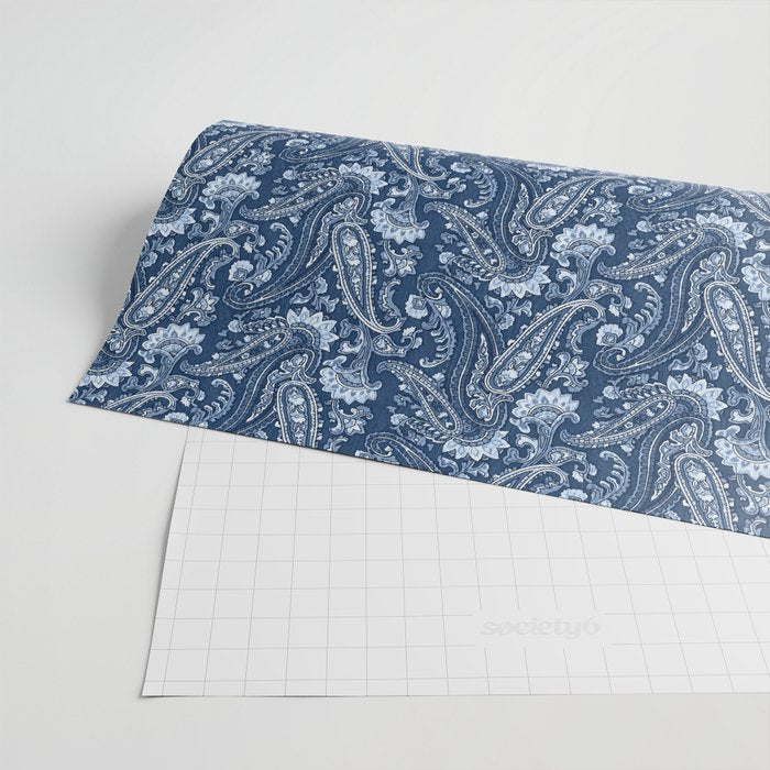 Blue indigo paisley Wrapping Paper Gallery Image 2