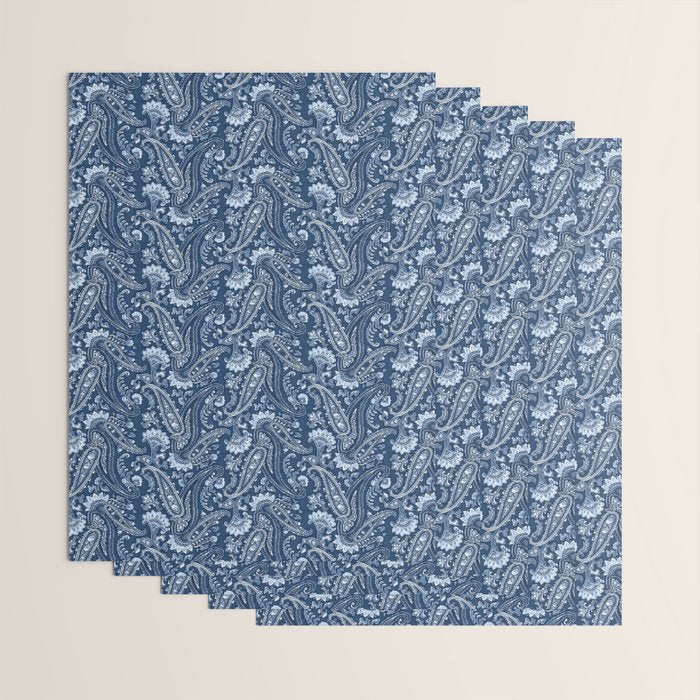 Blue indigo paisley Wrapping Paper Gallery Image 3