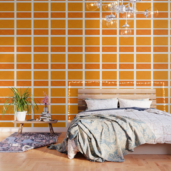 Antique Yellow  & Yellow Ochre Mid Century Modern Abstract Minimalist Rothko Color Field Squares Wallpaper Gallery Image 3