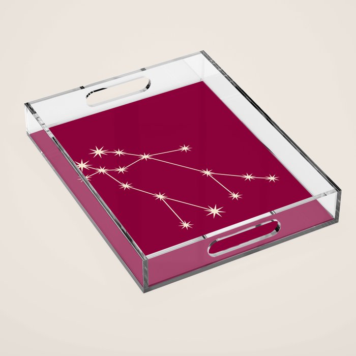Gemini Zodiac Star Constellation Line Art Magenta Pink Acrylic Tray Gallery Image 1