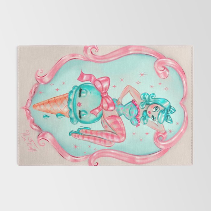 Candy Blue Ice Cream Pin Up Doll Rug Gallery Image 2