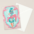 Candy Blue Ice Cream Pin Up Doll Stationery Card Gallery Image 2
