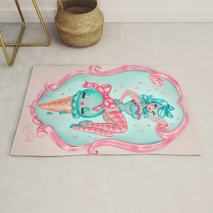Candy Blue Ice Cream Pin Up Doll Rug Gallery Image 1