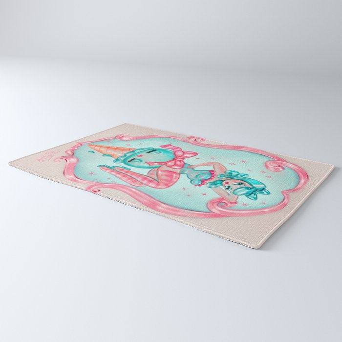 Candy Blue Ice Cream Pin Up Doll Rug Gallery Image 3