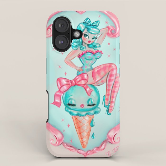 Candy Blue Ice Cream Pin Up Doll iPhone Case Gallery Image 1