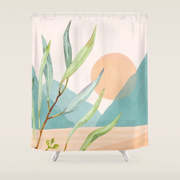 Setting Sun over the Sea 1 Shower Curtain Gallery Image 1