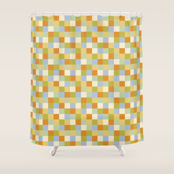 Bold Retro Checks Pattern - Small XXXVI Shower Curtain Gallery Image 1