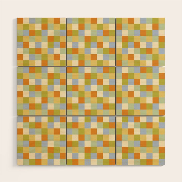 Bold Retro Checks Pattern - Small XXXVI Wood Wall Art Gallery Image 1