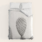Black and white Cactus | Botanical film photography art Comforter Gallery Image 6