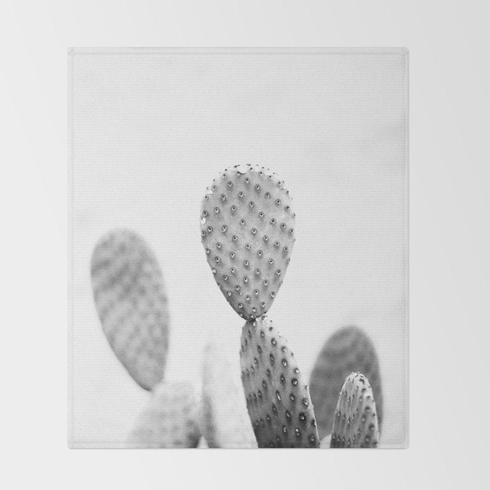 Black and white Cactus | Botanical film photography art Throw Blanket Gallery Image 2