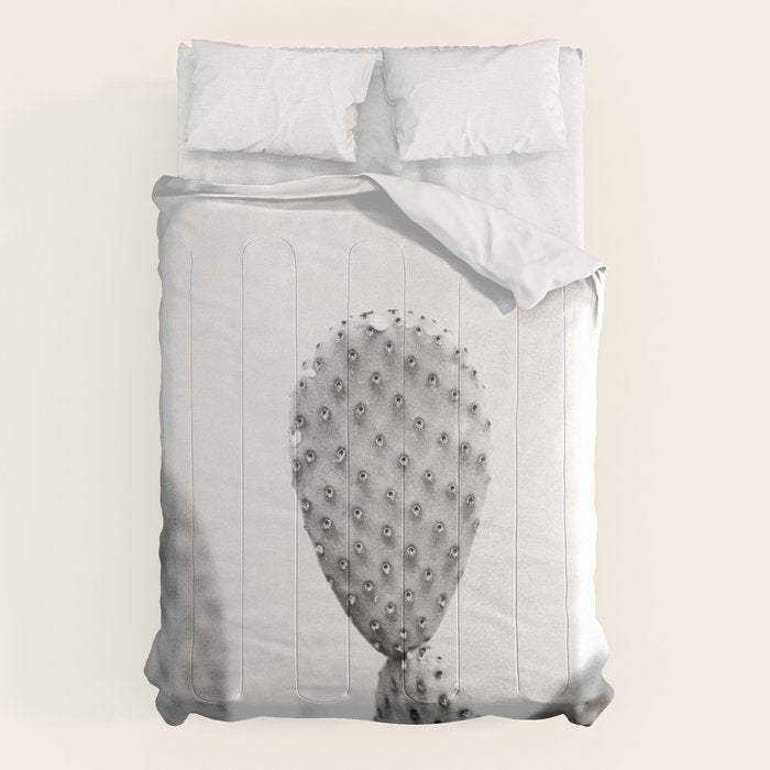 Black and white Cactus | Botanical film photography art Comforter Gallery Image 1