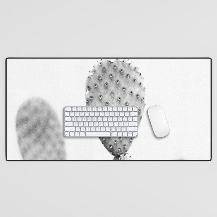 Black and white Cactus | Botanical film photography art Desk Mat Gallery Image 1