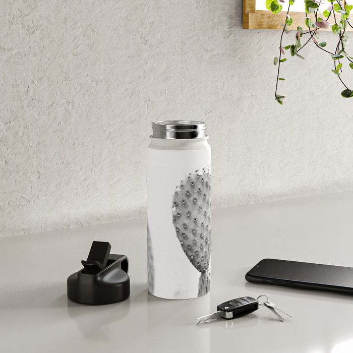 Black and white Cactus | Botanical film photography art Water Bottle Gallery Image 4