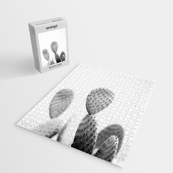 Black and white Cactus | Botanical film photography art Jigsaw Puzzle Gallery Image 2