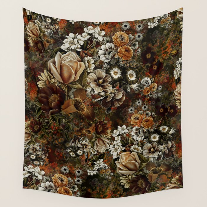 Night Garden Gold Wall Tapestry