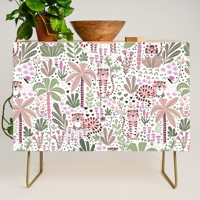Pink Cute Tigers Credenza Gallery Image 1