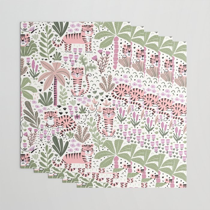 Pink Cute Tigers Wrapping Paper Gallery Image 3