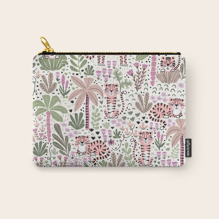 Pink Cute Tigers Carry All Pouch Gallery Image 1