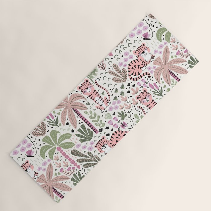 Pink Cute Tigers Yoga Mat Gallery Image 1