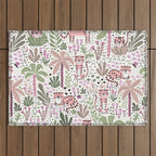 Pink Cute Tigers Outdoor Rug Gallery Image 1