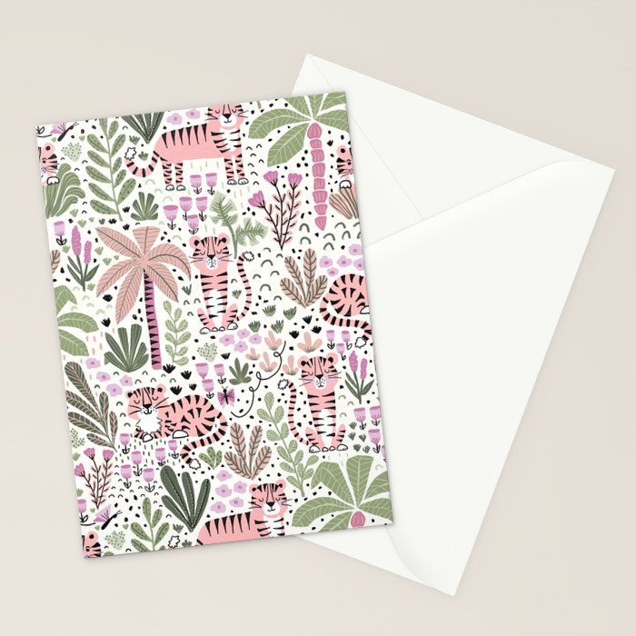 Pink Cute Tigers Stationery Card Gallery Image 2