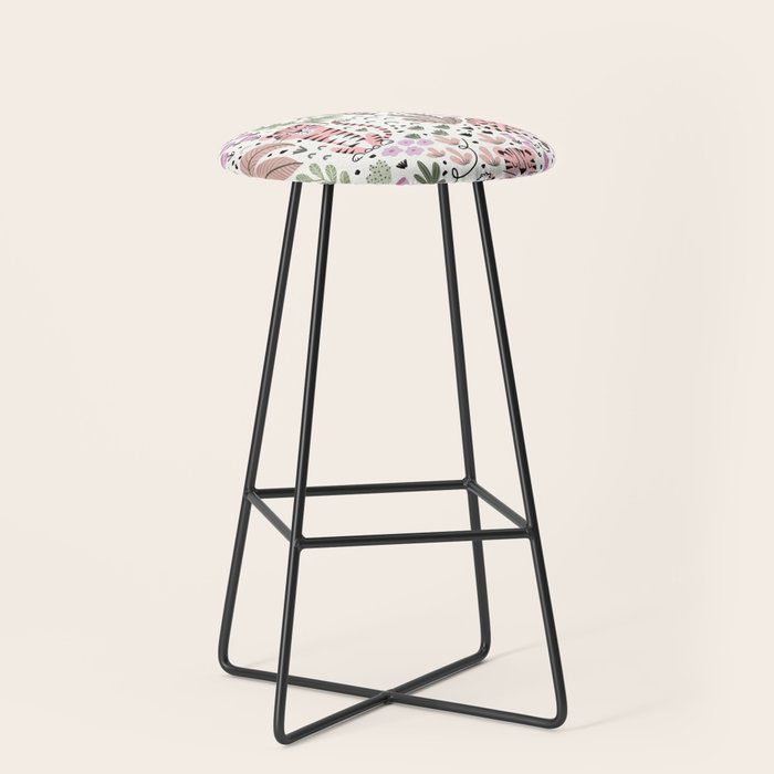Pink Cute Tigers Stool Gallery Image 1