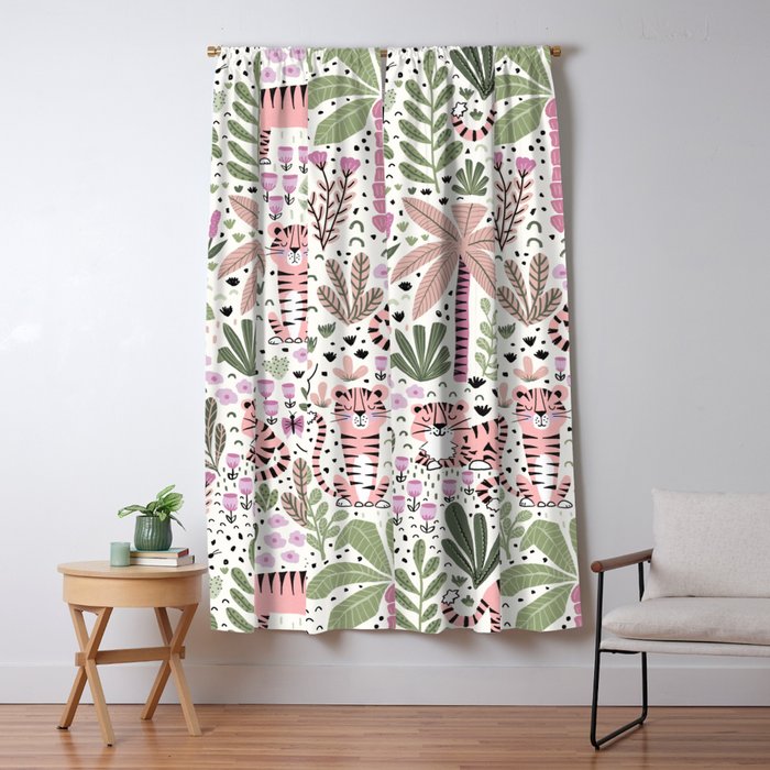 Pink Cute Tigers Window Curtain Gallery Image 5