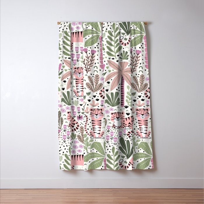 Pink Cute Tigers Window Curtain Gallery Image 3