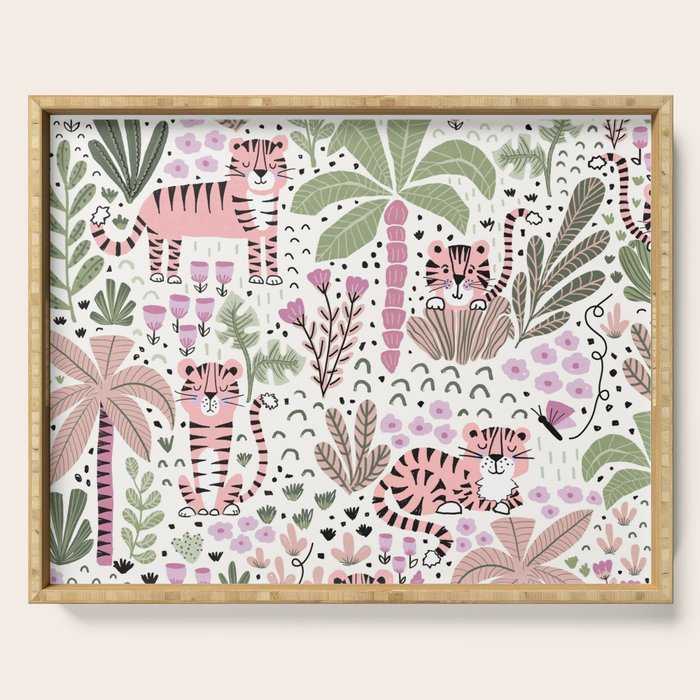 Pink Cute Tigers Serving Tray Gallery Image 1