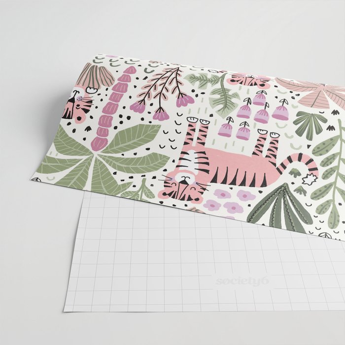 Pink Cute Tigers Wrapping Paper Gallery Image 2