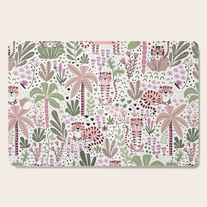 Pink Cute Tigers Cutting Board Gallery Image 1