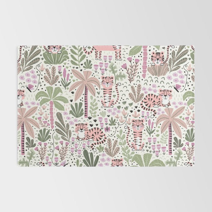 Pink Cute Tigers Rug Gallery Image 2