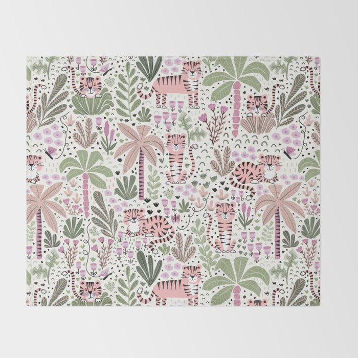 Pink Cute Tigers Throw Blanket Gallery Image 2