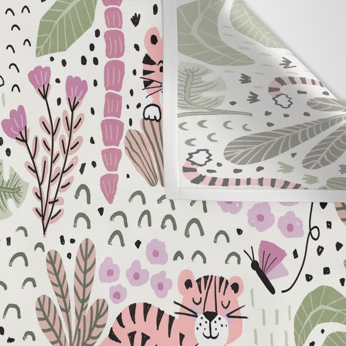 Pink Cute Tigers Wall Tapestry Gallery Image 3